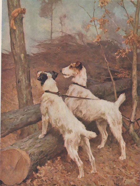SMOOTH FOX TERRIER DOGS VINTAGE STYLE DOG ART PRINT MATTED READY TO FRAME