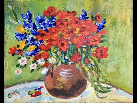 How To Use Acrylic Paint An Impressionistic Vase Of Flowers By Van Gogh For Beginners You Painting Flower Fl - Beginners Acrylic Painting Abstract Flowers In A Vase How To Use Acrylic Paint An Impressionistic Vase Of Flowers By Van Gogh For Beginners You Painting Flower Fl - Beginners Acrylic Painting Abstract Flowers In A Vase
