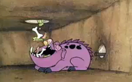 Image result for flintstones garbage disposal gif
