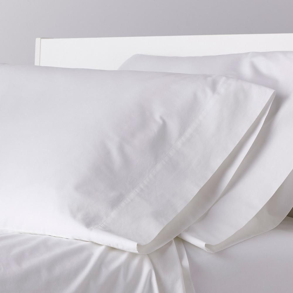 The Company Store Garment Washed White Thread Count Solid Percale Pillowcase