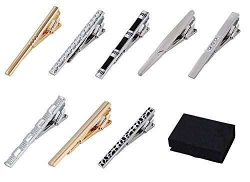 Blue BMC Mens Metal Tie Clip Bar Clasps w//Silver,Gold Set of 8 Brass Finishes