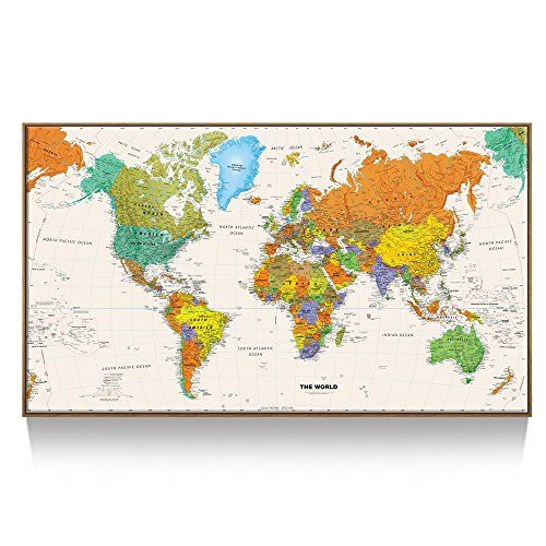 kreative arts large size world map wall art natural framed art print picture wall
