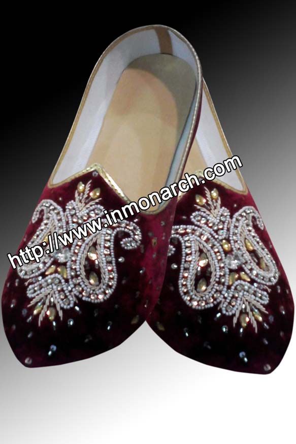 Mens Black Brocade Indian Shoes Peach Flower MJ0044 Mens Black Brocade Indian Shoes Peach Flower MJ0044
