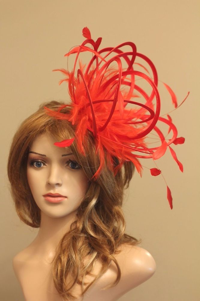 New Orange Fascinate Fascinator hat highlight//choose any colour satin//feathers