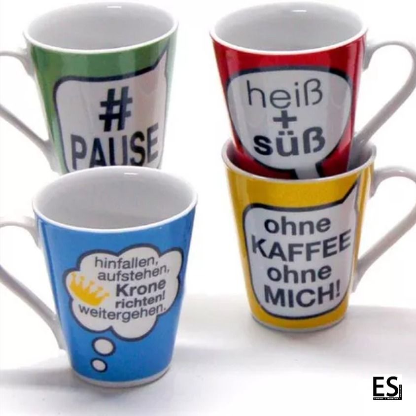 Becher »Sprüche« (6tlg), Porzellan Kaffee geschenke, Geschenke für