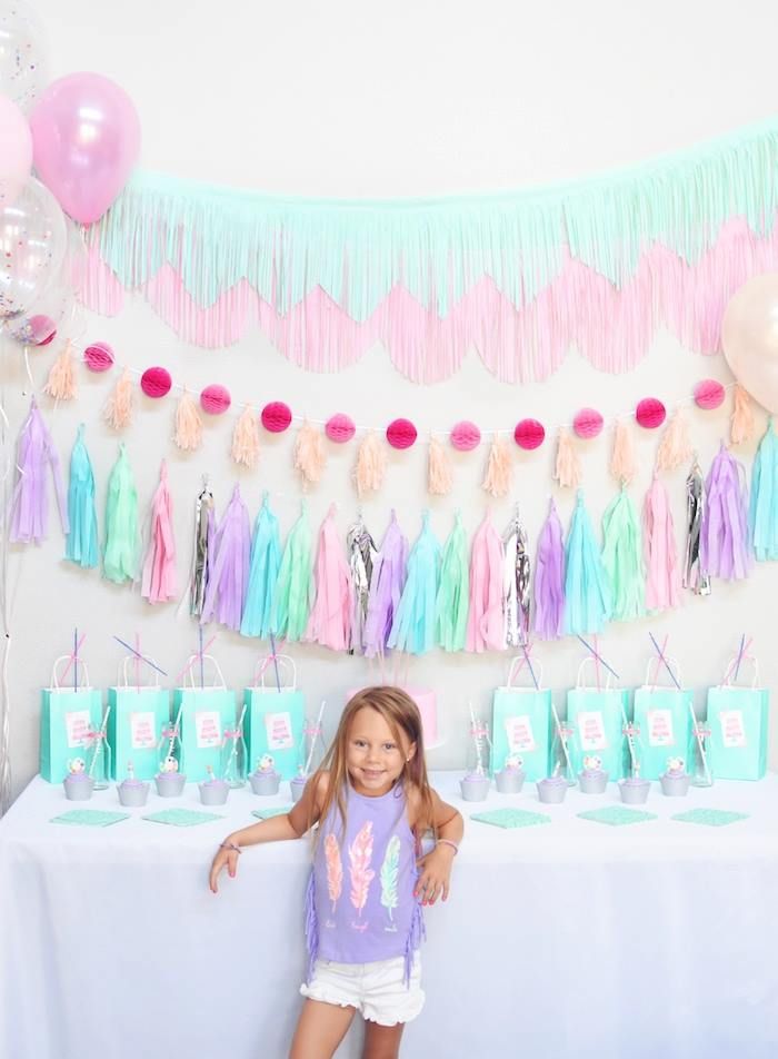 Guirnalda De Flecos En Tonos Pasteles 3 Fiesta De Colores Pastel Fiestas De Cumpleaños Unicornio Decoracion Fiesta Cumpleaños