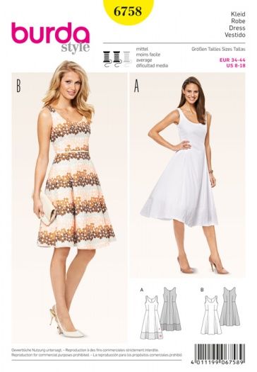 Burda Patron de couture 6554/ Shift robes
