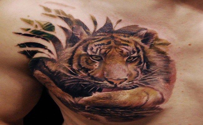 Tiger Tattoo On Chest Google Search Tiger Tattoo Tiger Tattoo Design Chest Tattoo Tiger