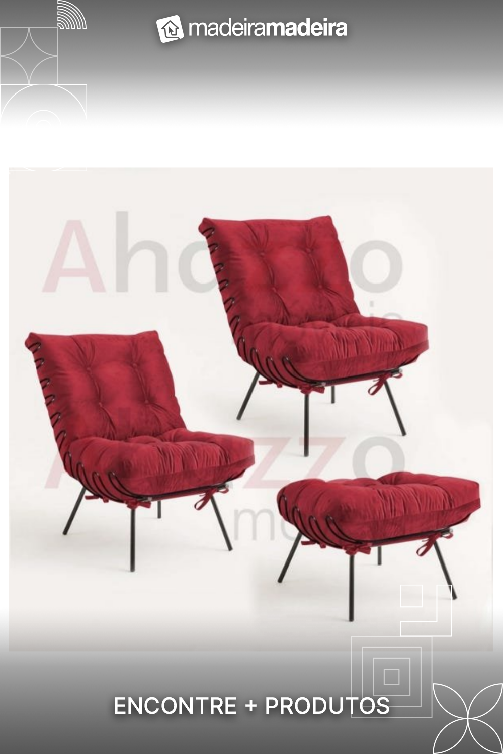 Ei, sabia que na MadeiraMadeira você pode comprar pelo Whatsapp? Mande uma mensagem que nossos consultores vão te ajudar na compra :) Industrial, Suede, Puff, Products, Prime Rib, Sofa Chair, Iron, Rouge, Industrial Music