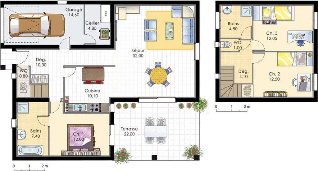 Maison méditerranéenne 3 Construction and House - plan maison 100m2 a etage Maison méditerranéenne 3 Construction and House - plan maison 100m2 a etage
