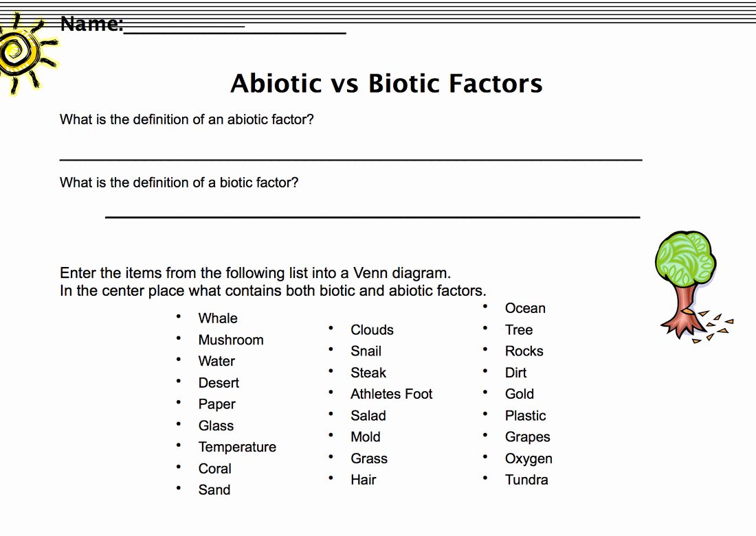 Abiotic Vs.biotic Factors Worksheet Answers Luxury Biological Science