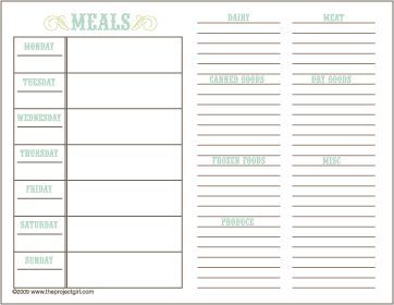 free printable menu planner and shopping list