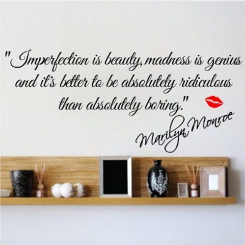 Marilyn Monroe Imperfection is Beauty Art Wall Sticker Quotes Wall Decals Words