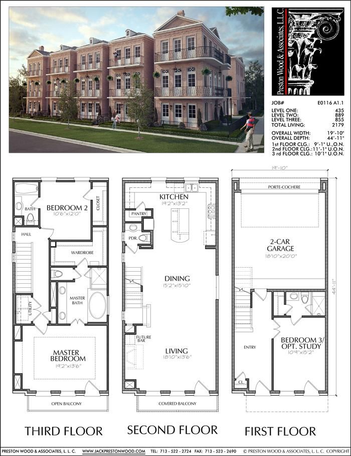 Narrow Townhome Plans Online, Brownstone Style Homes, Town House Desig ...