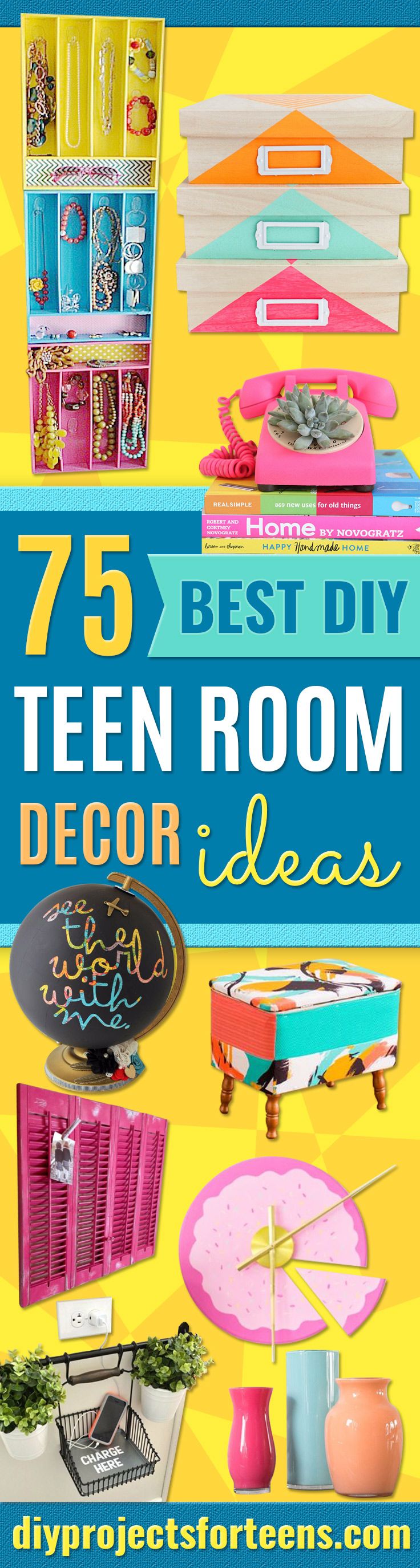 Best DIY Room Decor Ideas for Teens and Teenagers - Best Cool Crafts, Bedroom Accessories, Lighting, Wall Art, Creative Arts and Crafts Projects, Rugs, Pillows, Curtains, Lamps and Lights - Easy and Cheap Do It Yourself Ideas for Teen Bedrooms and Play Rooms http://diyprojectsforteens.com/diy-room-decor-ideas-teens Diy Projects For Teens, Arts And Crafts Projects, Crafts For Teens, Fun Crafts, Fun Projects, Decor Crafts, Diy Room Decor For Teens, Diy Home Decor Bedroom, Teen Room Decor