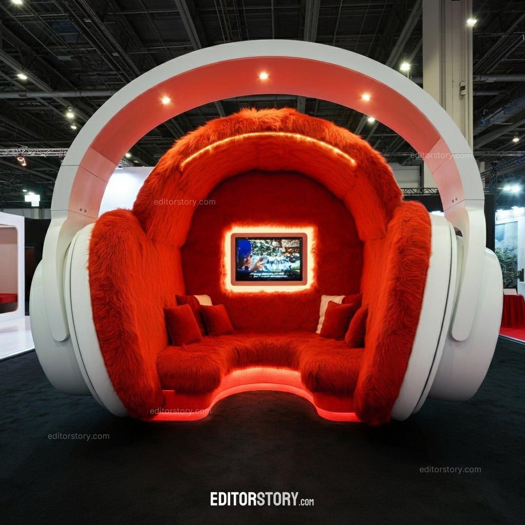 Creative Headphone Shaped Lounge Pod: Experience Sound and Comfort