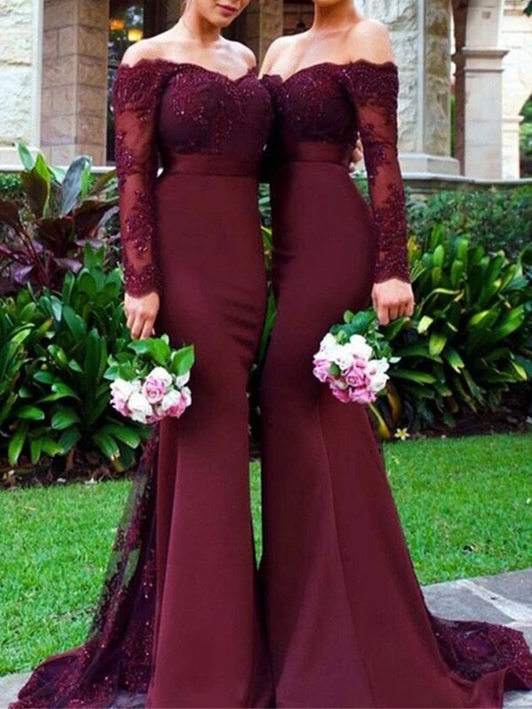 Off-The-Shoulder Beading Trumpet/Mermaid Floor-Length Military Ball Dress