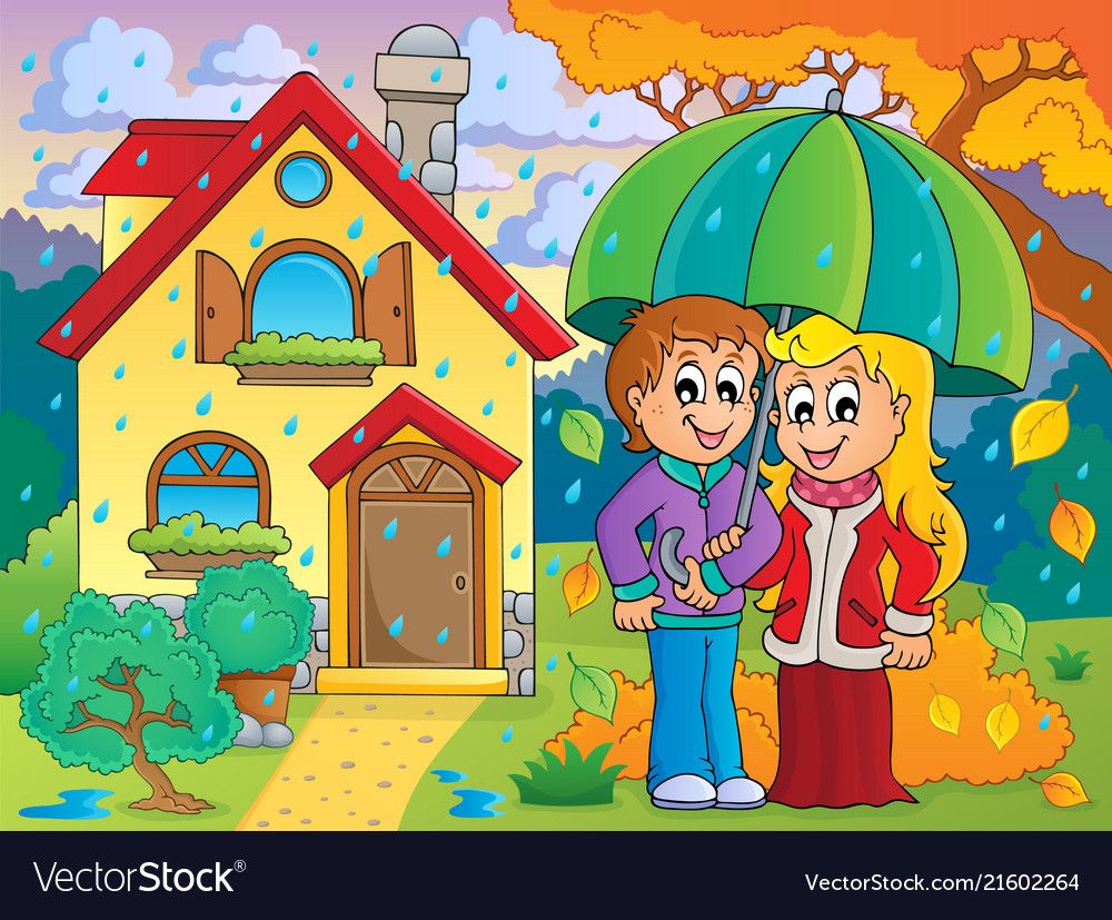 Rainy Weather Theme Image 3 Vector Image On Vectorstock Weather Theme Rainy Weather Couple Cartoon