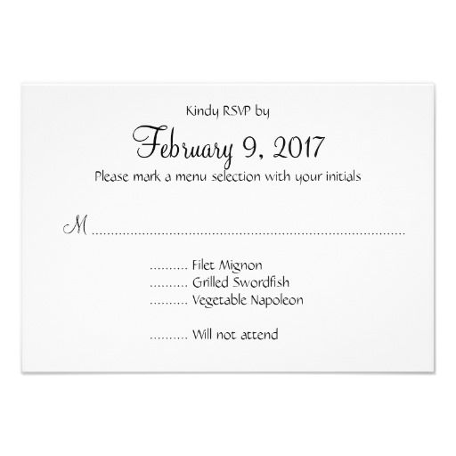 plain black and white wedding menu reply cards zazzle com wedding reply card templates