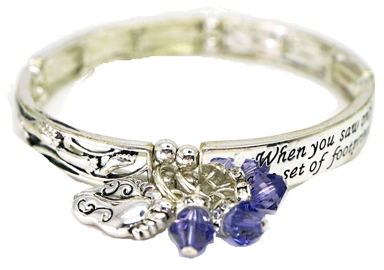 GiftJewelryShop Silver Plated Footprints in The Sand Photo I Love You Charm Beads Bracelets