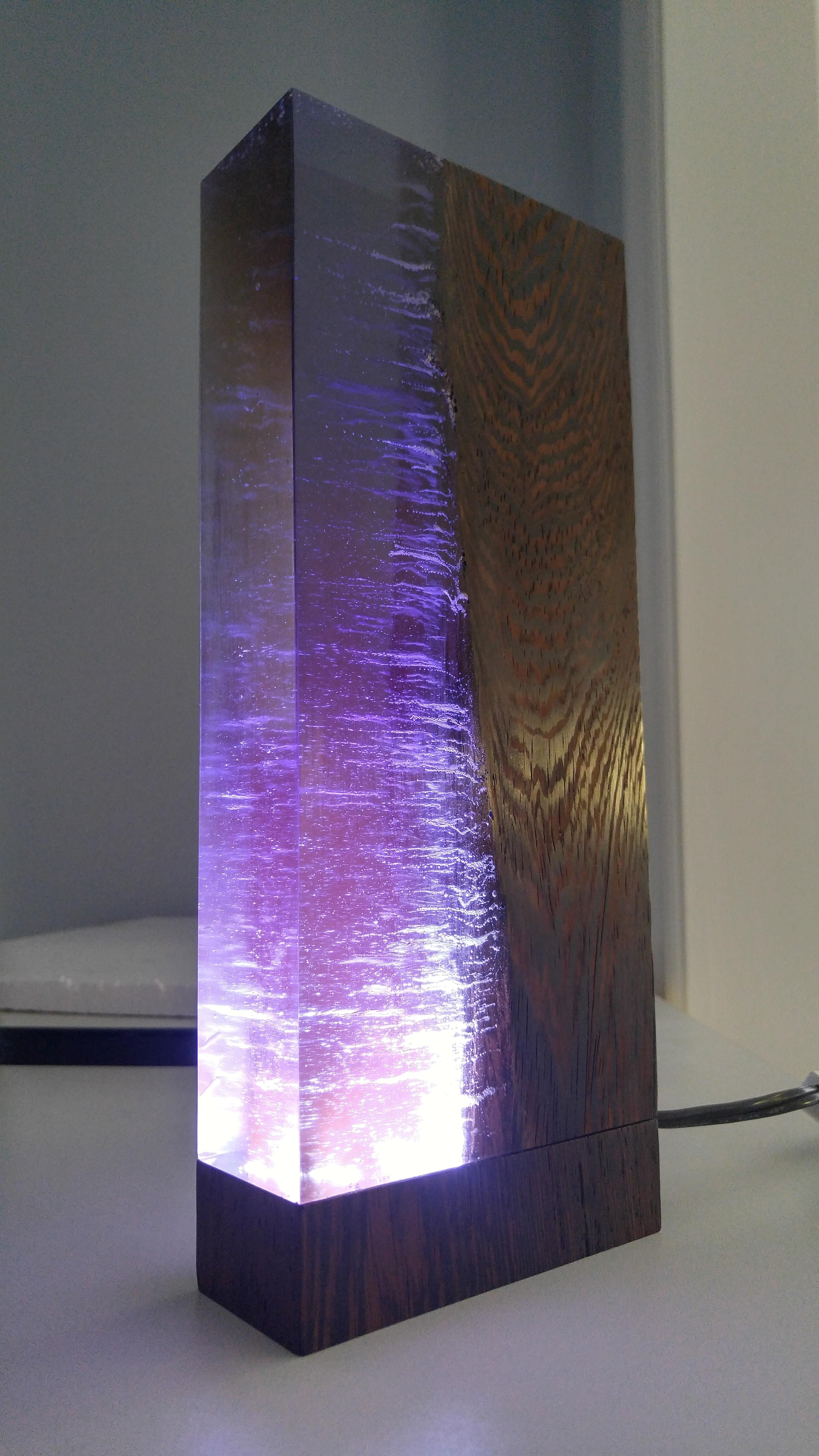 Made a wenge and purple resin lamp for my 12 final project Made a wenge and purple resin lamp for my 12 final project