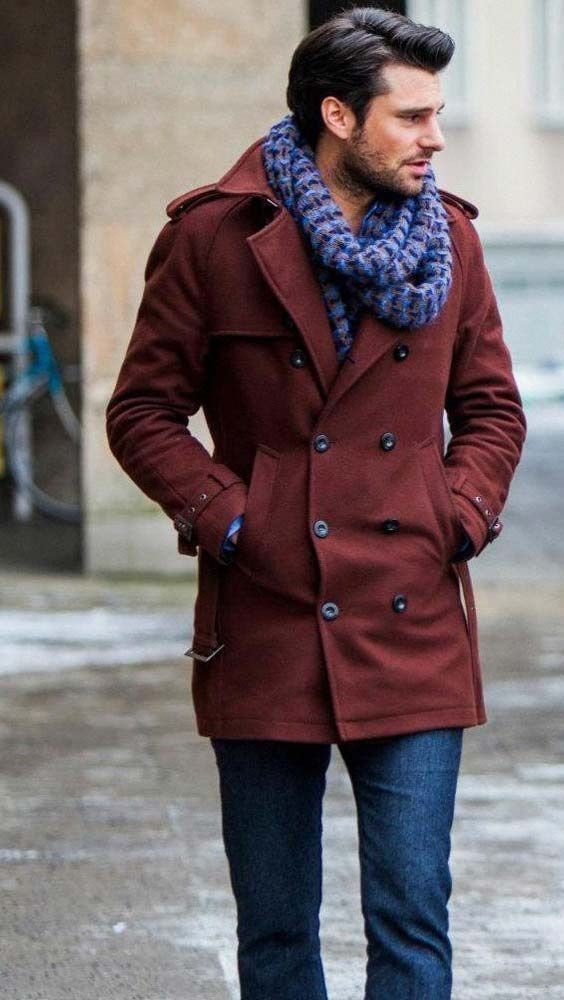 trench coat and burgundy scarf men trench coat and burgundy scarf men