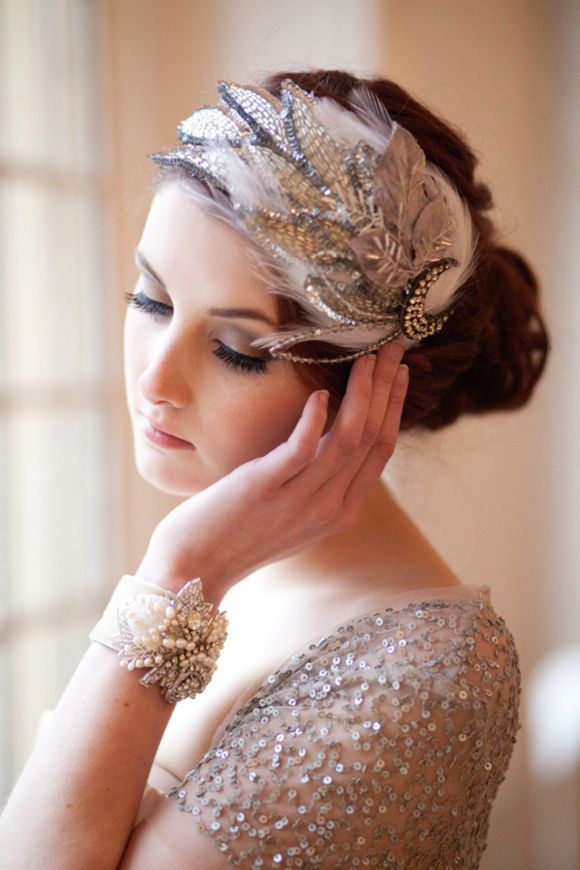 クラシカルでエレガント♡ヘッドアクセは”ボンネ”でおしゃれに♡にて紹介している画像 Roaring 20s Wedding, Great Gatsby Wedding, Art Deco Wedding, Vintage Wedding, Trendy Wedding, Wedding Themes, Themed Weddings, Gatsby Party, Wedding Decorations