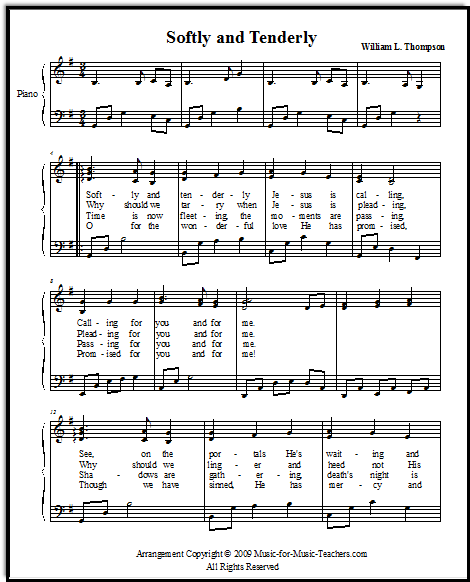 softly and tenderly free hymn sheet music music pinterest free hymns sheet music for piano