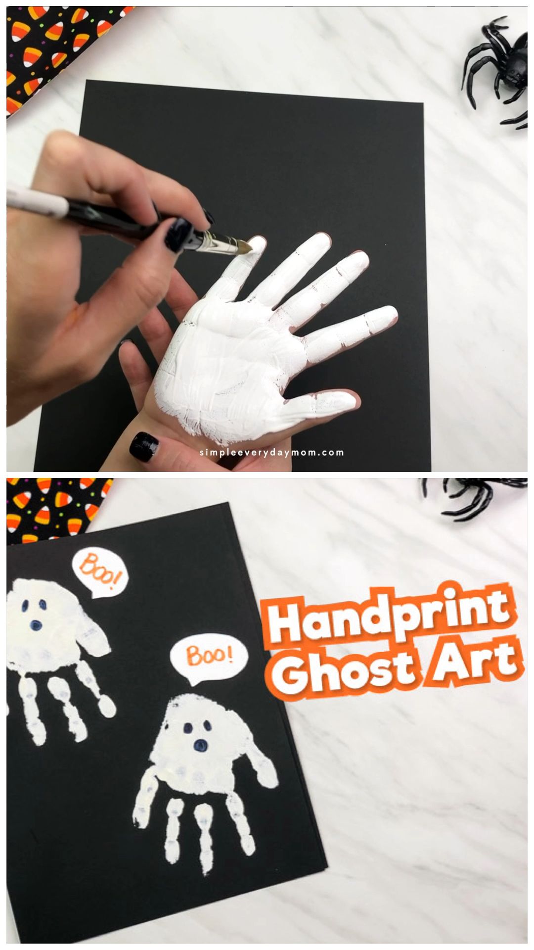 Handprint Ghost Art For Kids #halloweencraftsfortoddlers