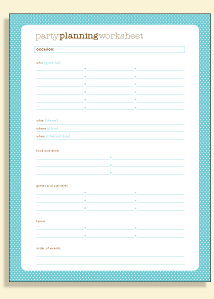 planning a party worksheet