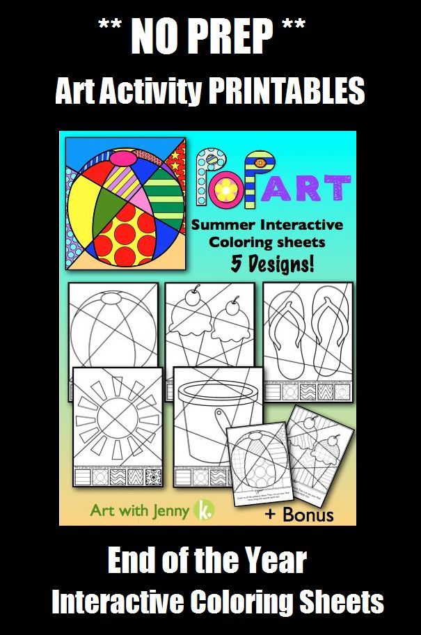 Download Interactive Summer Coloring Pages + Writing | Fun End of the Year Activity | Pop art for kids ...