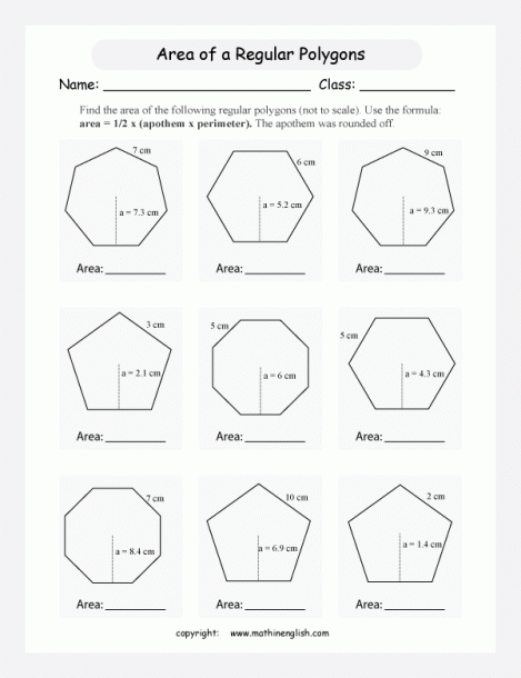 Area Of Regular Polygons Worksheet Area Of Regular Polygons Worksheet In 2020 Regular Polygon Polygon Geometry Worksheets