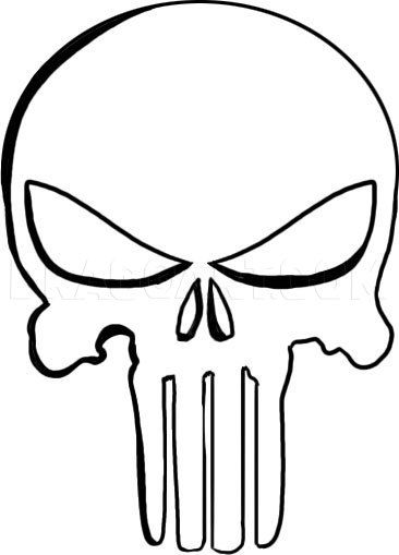 How To Draw The Punisher Skull, Step by Step, Drawing Guide, by Dawn | dragoart.com Guided Drawing, Drawing Lessons, Drawing Guide, Metal Art, Wood Art, Scroll Saw Patterns, Skull Art, Character Drawing, String Art