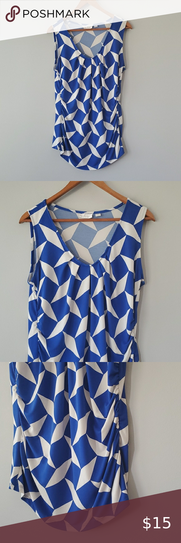New York & Company Blue White Sleeveless Top New Y New York & Company Blue White Sleeveless Top New Y