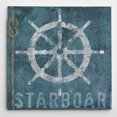 WexfordHome Premium 'Starboard' by Conrad Knutsen Graphic Art on Wrapped Canvas Size: 24" H x 24" W x 1.5" D Buy Canvas Art, Canvas Wall Art, Canvas Fabric, Canvas Size, Canvas Canvas, Decoupage, Nautical Wall Art, Nautical Theme, Wexford Home