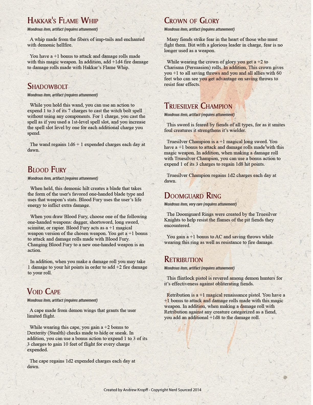 d d 5e magic items and custom monster demonic encounters nerd