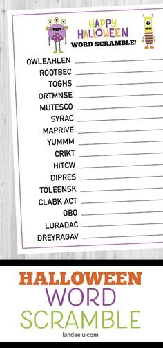 halloween worksheet word scramble game holidays parties and