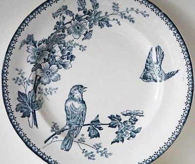 Ceramic Transfer Blossoms Blue