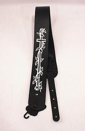 LM Products LS309 3-Inch Brown Leather with Cross Acoustic Guitar Strap