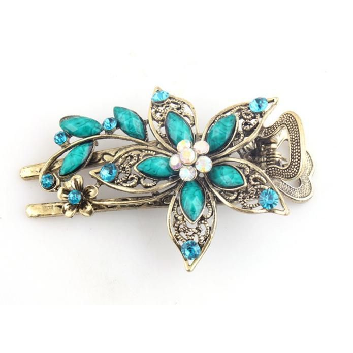 New Gorgeous embroidered Hair Clip Claw w Shinny Crystals Hair Accessories