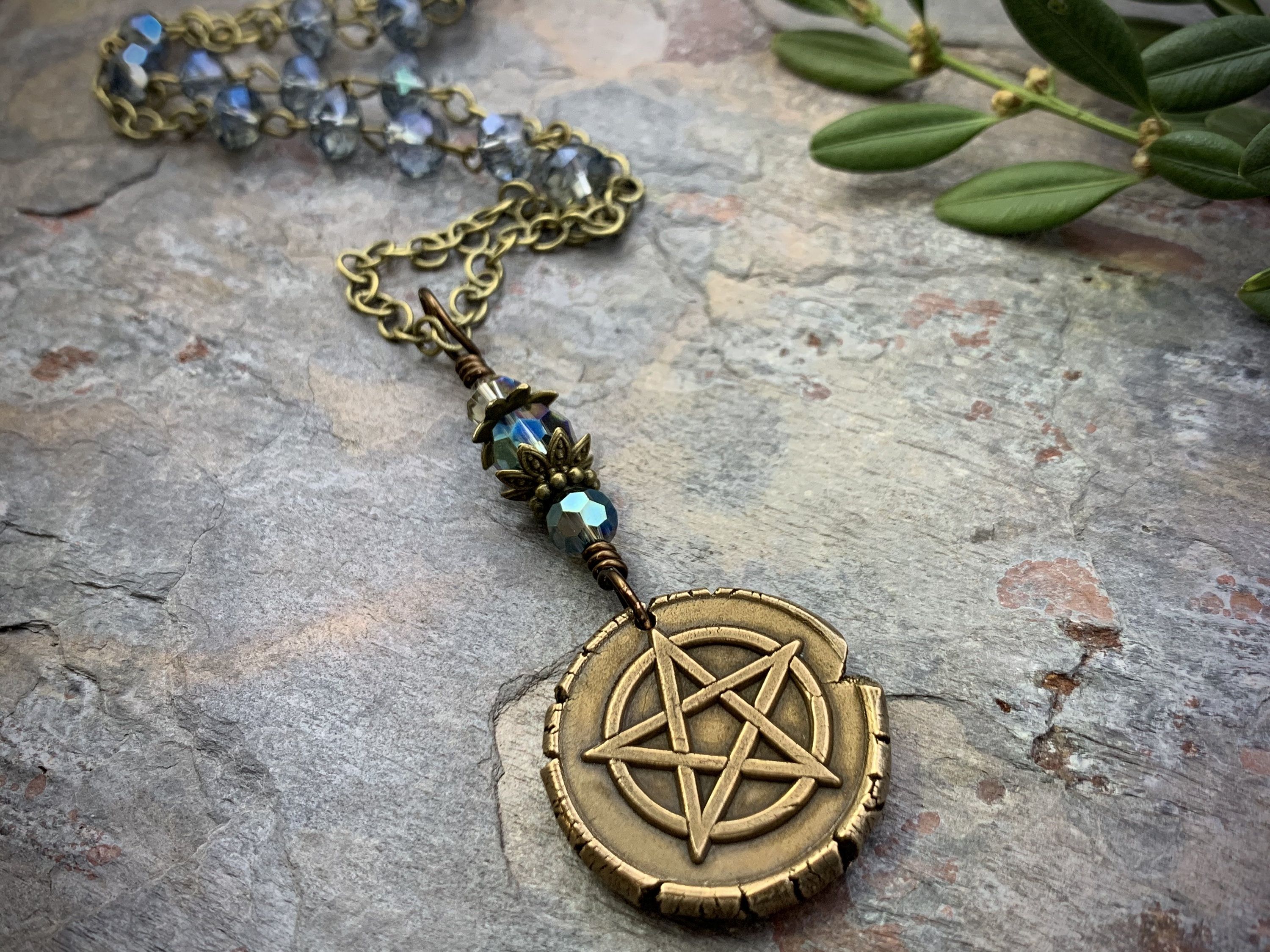 Lovely Pentagram Star Handmade Brass Necklace Pendant Jewelry Lovely Pentagram Star Handmade Brass Necklace Pendant Jewelry
