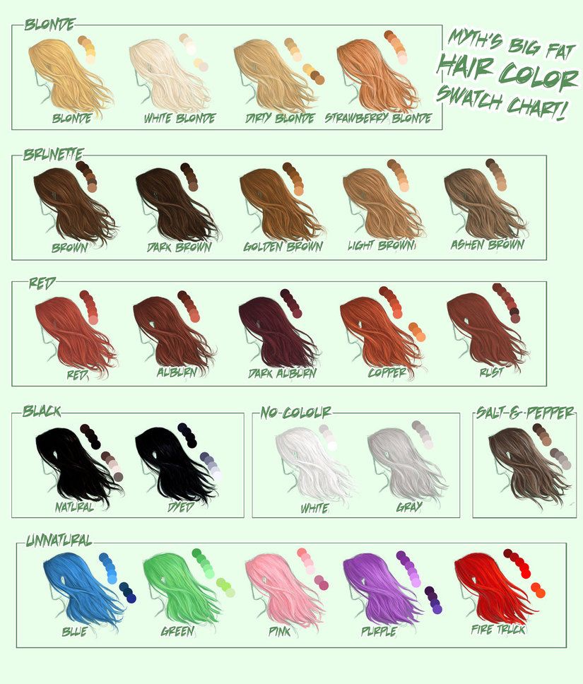 Myth's Big Fat Hair Color Swatch Chart by Mytherea on DeviantArt Digital Painting Tutorials, Digital Art Tutorial, Art Tutorials, Hair Color Chart, Colour Chart, Hair Colour, Hair Color Swatches, Art Sketches, Art Drawings
