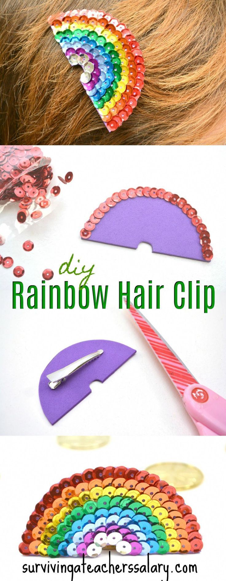 Diese Pailletten-Regenbogen-Haarspange ist wunderschön und verrückt einfach zu...