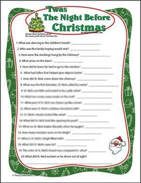 twas the night before christmas trivia game christmas pinterest twas the night before christmas game