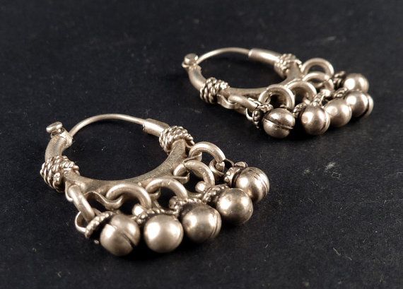 Sterling Silver Traditional Design Ethnic Earrings From Rajasthan Sterling Silver Traditional Design Ethnic Earrings From Rajasthan Indian Jewelry Tribal