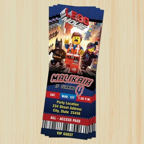 Lego Ticket Invitation, Printable, Personalized, Custom, DIY - ticket invitation template Lego Ticket Invitation, Printable, Personalized, Custom, DIY - ticket invitation template