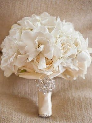All Gardenia Rose Bouquet With A Little Bling On The Handle For