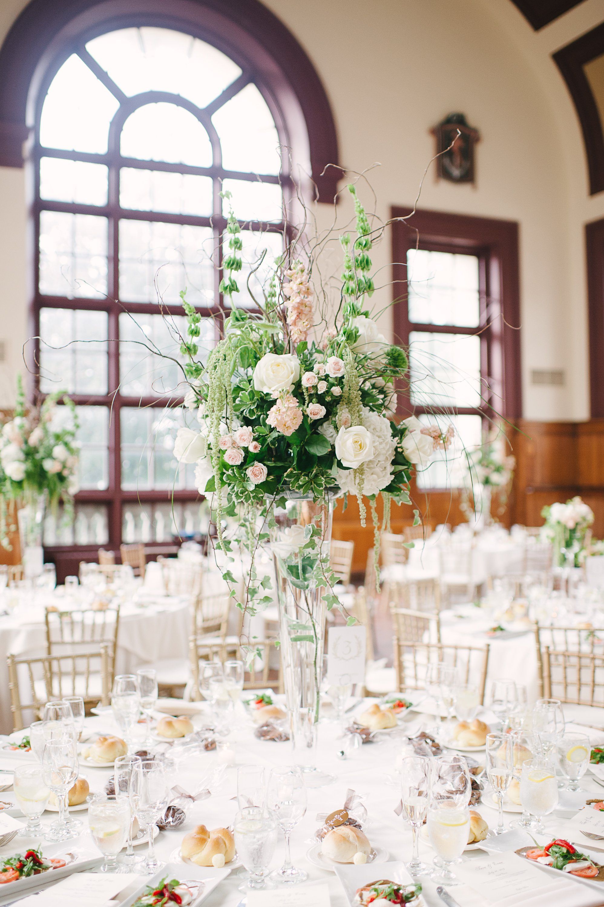 Tall Blush And Ivory Floral Centerpieces Tall Blush And Ivory Floral Centerpieces
