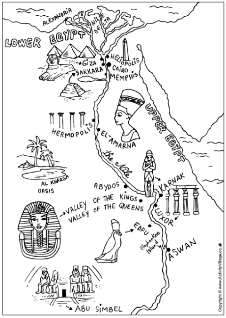 Ancient Egypt map colouring page Ancient egypt map