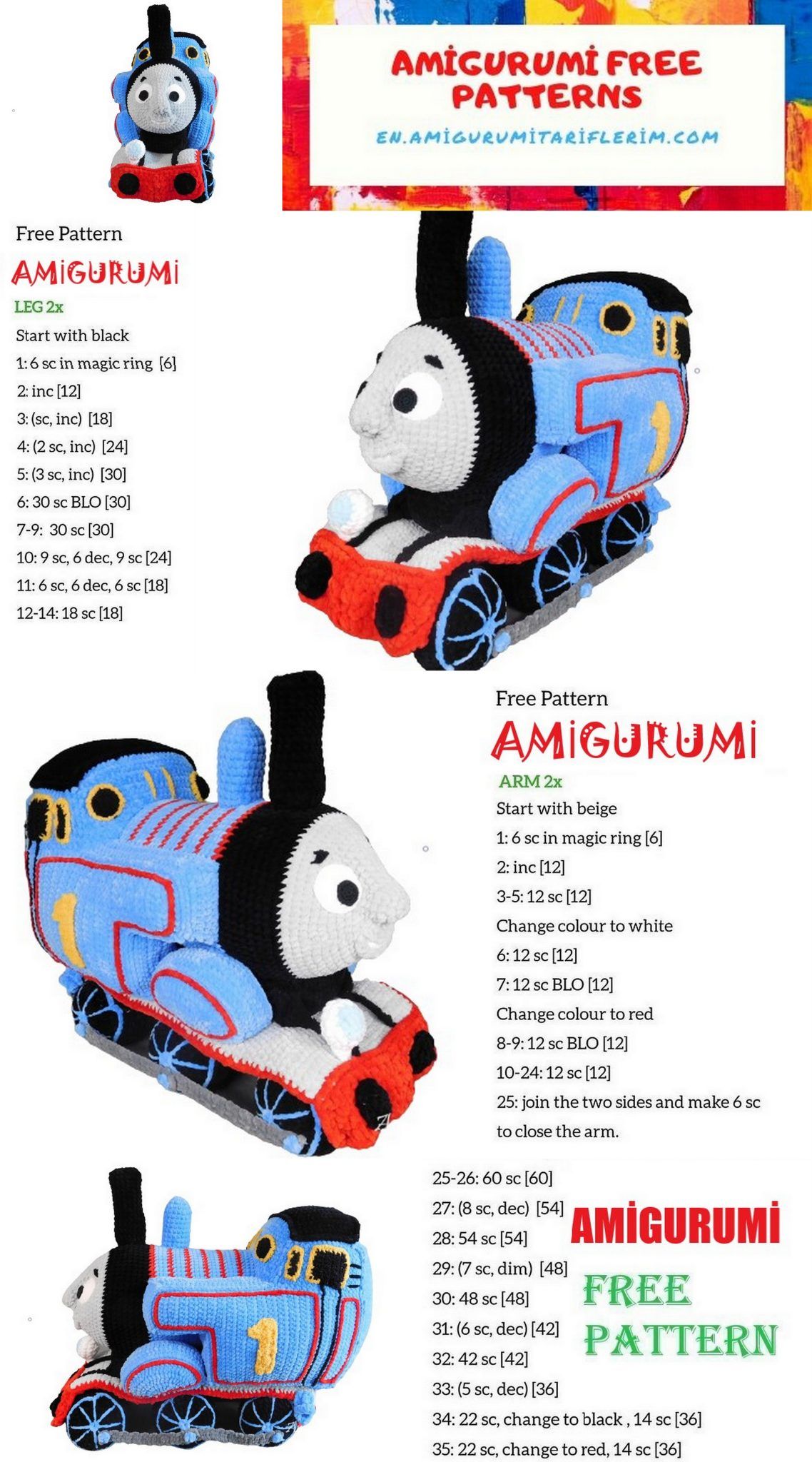 Train Thomas Amigurumi Free Pattern - En.amigurumitariflerim.com
